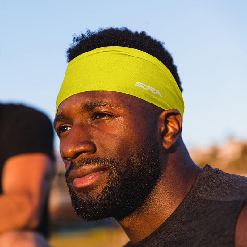 Suddora Solid Color Wide Headband/Sweatband - Workout, Football, Soccer, Yoga (Yellow) - Image 4